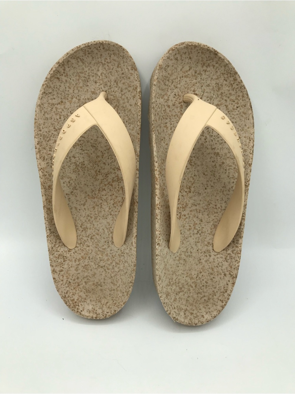 Women's Neutral Beige Cork-Effect Thong Sandals